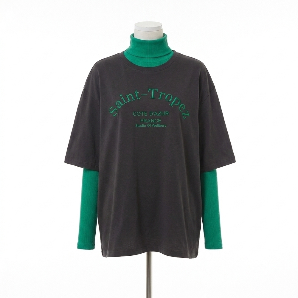 NEW AMBAR st tropez printed t-shirt in grey